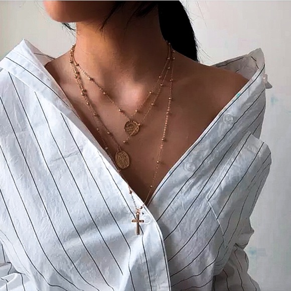 ⚜️[𝟯/$𝟮𝟴]⚜️3 Layered Gold Boho Choker NEW - Picture 6 of 12